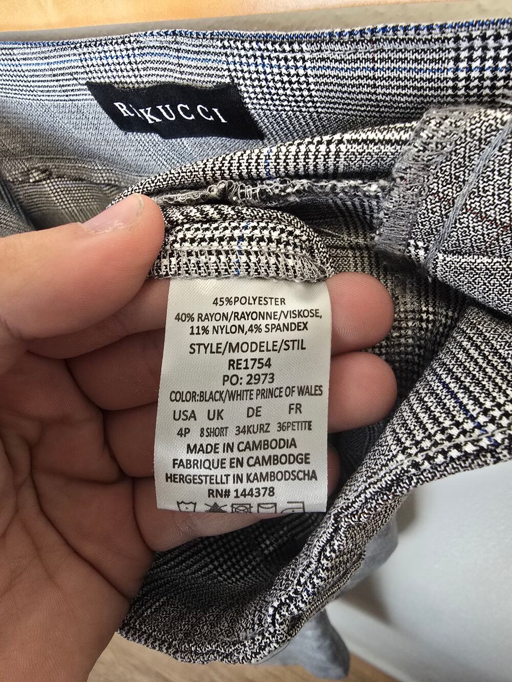 Rekucci RE1754 Womens 4P Prince of Wales Plaid Bootcut Stretch Pants